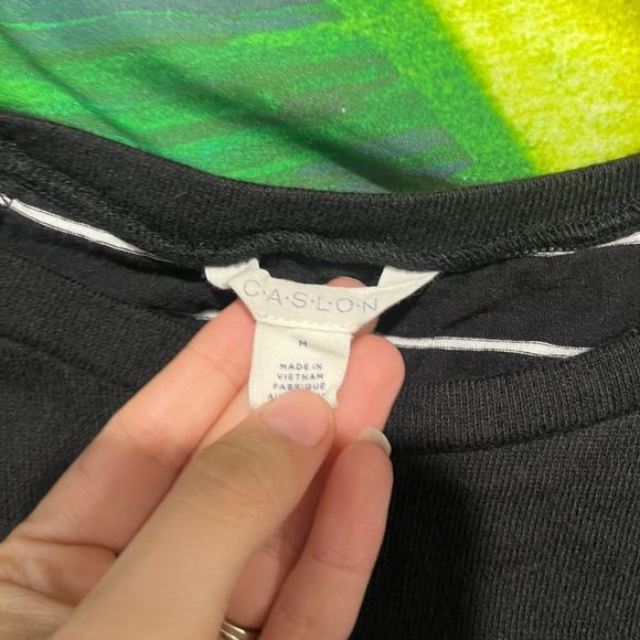 CASLON Women’s Medium Black White Button Back Long Sleeve Fall Winter Top - Picture 4 of 9